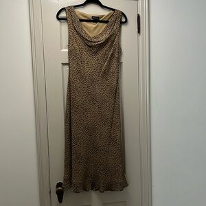Ann Taylor Cheetah Print 100% SILK Midi Dress